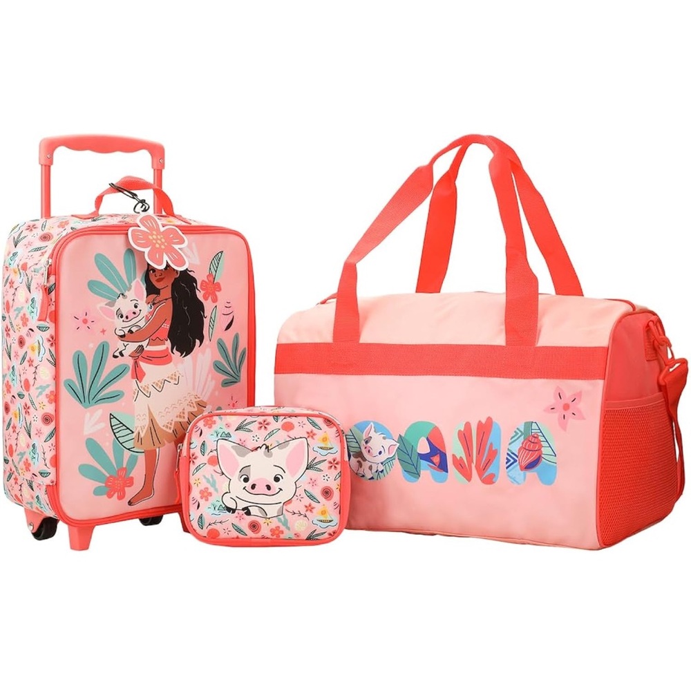 Disney Moana and Pua Tropical print 4 piece travel set Bioworld Carry on luggage